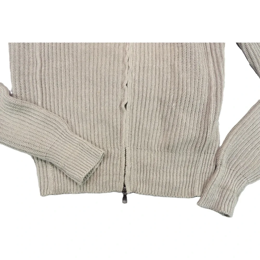 Banana Republic Linen Sweater Men S Beige Ribbed Full Zip Mock Neck Cardigan Top